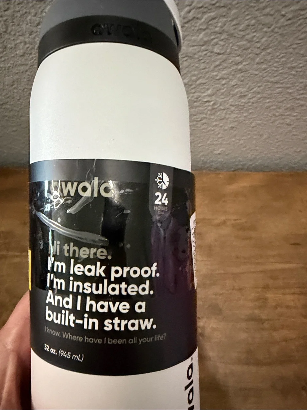 Owala Insulated Water Bottle in White with Gray Lid 32oz NEW - Picture 2 of 4